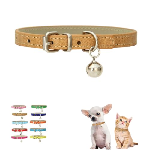 Khaki Welpenhalsband mit Glöckchen, für Jungen, XXS, Glöckchenhalsband für Katzen, Kunstleder, PU-Leder, verstellbar, für XXS, XS, kleine Haustiere, Hunde, Tiere, Kätzchen, Streu, kleine Männer, XXS Khaki Welpenhalsband mit Glöckchen, für Jungen, XXS, Glöckchenhalsband für Katzen, Kunstleder, PU-Leder, verstellbar, für XXS, XS, kleine Haustiere, Hunde, Tiere, Kätzchen, Streu, kleine Männer, XXS von WeimoMonkey