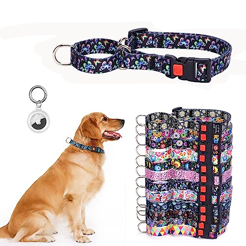 Martingale Hundehalsband mit Schnellverschluss-Schnalle, strapazierfähiges Nylon, weich, reflektierend, verstellbar, für kleine, mittelgroße und große Rassen, Mädchen, Jungen, Schmetterling, Lila, L von WeimoMonkey