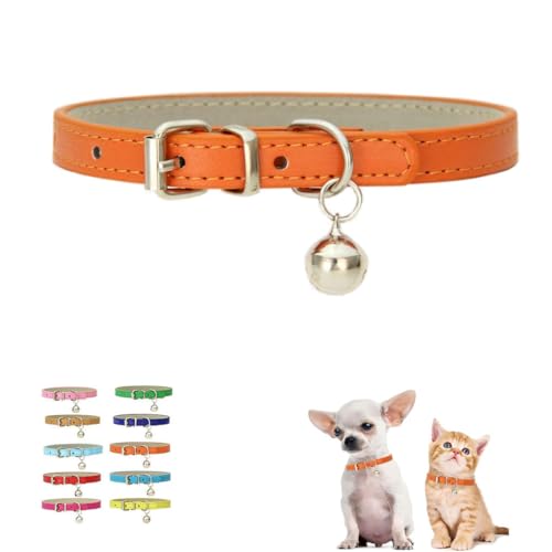 Orange Bell Halsband für Katzen, Welpenhalsband, Mädchen, XXS, Hundehalsband, Glocken, Kunstleder, PU-Leder, verstellbar, für XXS, XS, kleine Haustiere, Hunde, Tiere, Kätzchen, Streu, kleine Jungen, Orange Bell Halsband für Katzen, Welpenhalsband, Mädchen, XXS, Hundehalsband, Glocken, Kunstleder, PU-Leder, verstellbar, für XXS, XS, kleine Haustiere, Hunde, Tiere, Kätzchen, Streu, kleine Jungen, von WeimoMonkey