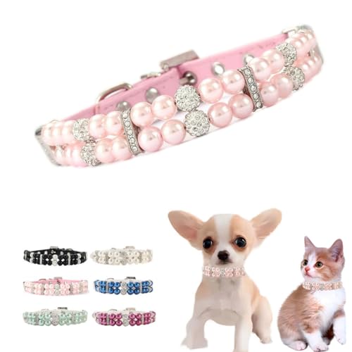 Rosa Hundeperlen-Halskette, Kristall, ausgefallene Glitzer-Perlen, Hundehalsband, Mädchen, Strass, luxuriöse Perlen-Halskette, Diamant-Haustierschmuck für XXS, XS, kleine, mittelgroße Hündinnen Rosa Hundeperlen-Halskette, Kristall, ausgefallene Glitzer-Perlen, Hundehalsband, Mädchen, Strass, luxuriöse Perlen-Halskette, Diamant-Haustierschmuck für XXS, XS, kleine, mittelgroße Hündinnen von WeimoMonkey