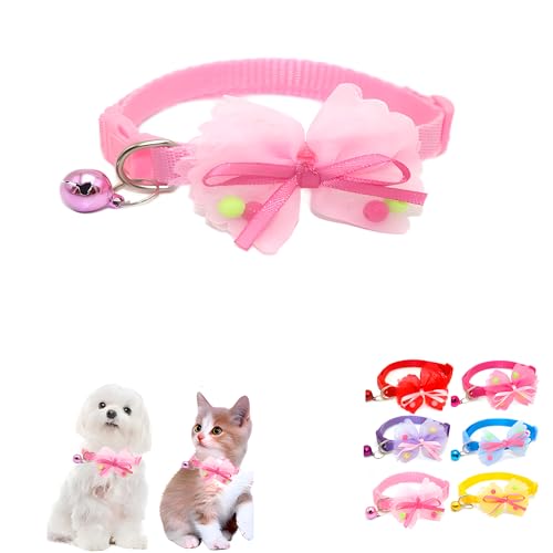 Rosa Welpenhalsband mit Glöckchen, XS Hundehalsband Mädchen mit Fliege, weiches Nylon, Katzenhalsbänder, verstellbar, für XXS / XS / kleine Haustiere, Kätzchen, Hunde, Tierstreu, winzig Rosa Welpenhalsband mit Glöckchen, XS Hundehalsband Mädchen mit Fliege, weiches Nylon, Katzenhalsbänder, verstellbar, für XXS / XS / kleine Haustiere, Kätzchen, Hunde, Tierstreu, winzig von WeimoMonkey