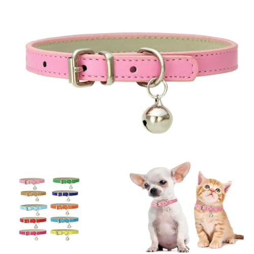 Rosa Welpenhalsband mit Glöckchen, XXS-Hundehalsband für Mädchen, Glöckchenhalsband für Katzen, Kunstleder, PU-Leder, verstellbar, für XXS, XS, kleine Haustiere, Hunde, Tiere, Kätzchen, Streu, kleine Rosa Welpenhalsband mit Glöckchen, XXS-Hundehalsband für Mädchen, Glöckchenhalsband für Katzen, Kunstleder, PU-Leder, verstellbar, für XXS, XS, kleine Haustiere, Hunde, Tiere, Kätzchen, Streu, kleine von WeimoMonkey