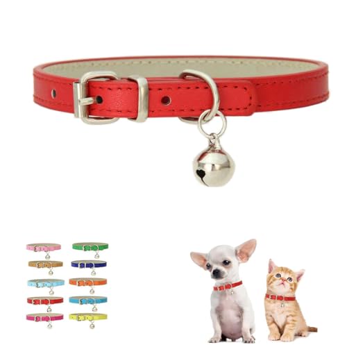 Rote Welpenglocken, Kätzchen-Halsband mit Glöckchen, XS-Hundehalsband, Kunstleder, verstellbar, für XXS, XS, kleine Haustiere, Hunde, Katzen, Tierstreu, kleine Mädchen, Jungen, XS Rote Welpenglocken, Kätzchen-Halsband mit Glöckchen, XS-Hundehalsband, Kunstleder, verstellbar, für XXS, XS, kleine Haustiere, Hunde, Katzen, Tierstreu, kleine Mädchen, Jungen, XS von WeimoMonkey