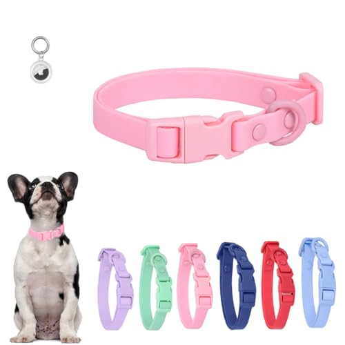 Wasserdichtes Hundehalsband, PVC, leicht zu reinigen, langlebig, Gummi, verstellbar, für kleine, mittelgroße und große Mädchen und Jungen, Rosa, Größe L von WeimoMonkey