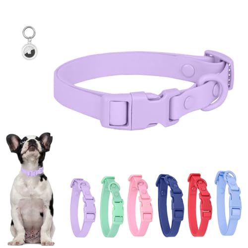 Wasserdichtes Hundehalsband, PVC, leicht zu reinigen, langlebig, Gummi, verstellbar, für kleine, mittelgroße und große Mädchen und Jungen, lila, Größe L von WeimoMonkey