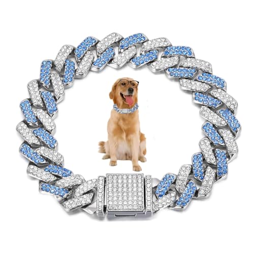 WeimoMonkey Hundehalsband mit Strasssteinen, glitzernde Strasssteine, Metall-Choke, kubanisches Glieder-Hundehalsband, 14 mm breit, Haustierschmuck für Welpen, kleine, mittelgroße und große Hunde WeimoMonkey Hundehalsband mit Strasssteinen, glitzernde Strasssteine, Metall-Choke, kubanisches Glieder-Hundehalsband, 14 mm breit, Haustierschmuck für Welpen, kleine, mittelgroße und große Hunde von WeimoMonkey