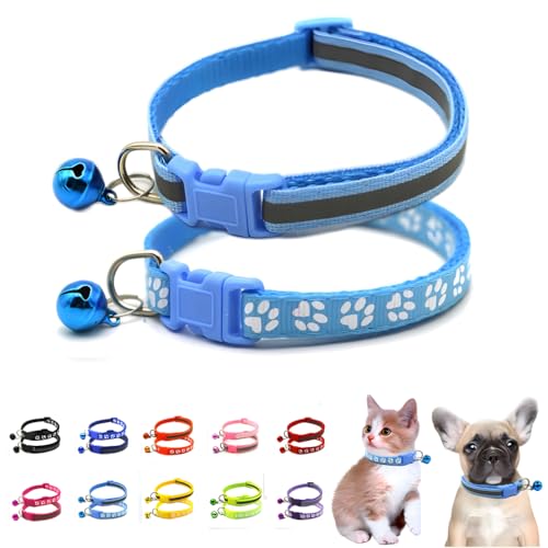 Welpenhalsband mit Glöckchen, 2er-Pack, einfaches und reflektierendes Katzenhalsband mit Glöckchen für Hundehalsband, für XXS, XS, kleine Jungen, männliche Hunde, Haustier, Kätzchen, Tier, Hellblau, Welpenhalsband mit Glöckchen, 2er-Pack, einfaches und reflektierendes Katzenhalsband mit Glöckchen für Hundehalsband, für XXS, XS, kleine Jungen, männliche Hunde, Haustier, Kätzchen, Tier, Hellblau, von WeimoMonkey