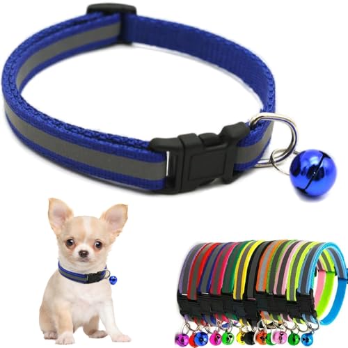 Blaues Kätzchenhalsband mit Glöckchen, reflektierend, für Jungen, weiche, verstellbare Schnalle, für XXS, XS, XS, Welpen, weiblich, männlich, kleine Haustiere, Hunde, Mädchen, Kätzchen, Yorkie Blaues Kätzchenhalsband mit Glöckchen, reflektierend, für Jungen, weiche, verstellbare Schnalle, für XXS, XS, XS, Welpen, weiblich, männlich, kleine Haustiere, Hunde, Mädchen, Kätzchen, Yorkie von Weimostar