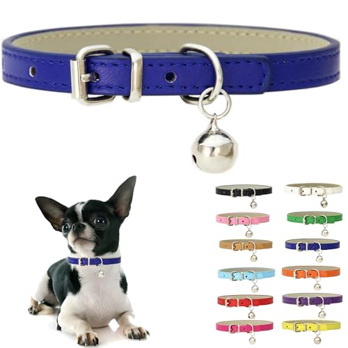 Dunkelblaues Welpenhalsband mit Glöckchen, weiches PU-Leder, Katzenhalsband, verstellbare Schnalle, für XXS, XS, XS, XS, XS, XS, M, winzige weibliche Männer, Jungen, Mädchen, Haustiere, Hunde, Dunkelblaues Welpenhalsband mit Glöckchen, weiches PU-Leder, Katzenhalsband, verstellbare Schnalle, für XXS, XS, XS, XS, XS, XS, M, winzige weibliche Männer, Jungen, Mädchen, Haustiere, Hunde, von Weimostar