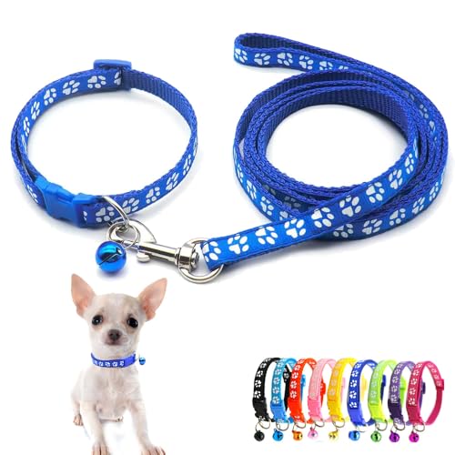 Dunkelblaues Welpenhalsband mit Glöckchen-Leine, Kätzchenhalsband mit Glöckchen, Nylon, weich, verstellbare Schnalle, für XXS, XS, kleine Jungen, Mädchen, Haustiere, weibliche Katzen, Chihuahua, XS Dunkelblaues Welpenhalsband mit Glöckchen-Leine, Kätzchenhalsband mit Glöckchen, Nylon, weich, verstellbare Schnalle, für XXS, XS, kleine Jungen, Mädchen, Haustiere, weibliche Katzen, Chihuahua, XS von Weimostar
