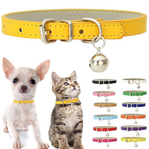 Goldenes Welpenhalsband mit Glöckchen, weiches PU-Leder, Katzenhalsband, verstellbare Schnalle, für XXS, XS, XS, XS, XS, M, winzige weibliche Männer, Jungen, Mädchen, Haustiere, Hunde, Kätzchen, Goldenes Welpenhalsband mit Glöckchen, weiches PU-Leder, Katzenhalsband, verstellbare Schnalle, für XXS, XS, XS, XS, XS, M, winzige weibliche Männer, Jungen, Mädchen, Haustiere, Hunde, Kätzchen, von Weimostar