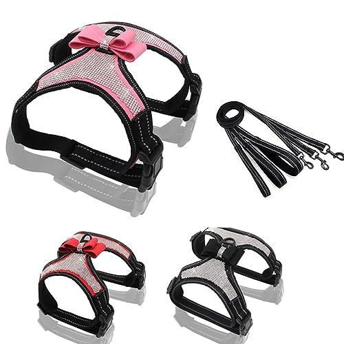 Hundegeschirr und Leine, Set mit reflektierender Welpen- und Katzenweste, Hundeleine, Diamant-Glitzer, Schleife, für Damen, Jungen, kleines Haustier, Kätzchen, Halfter mit Hundeseil, Fliege, Rot, Hundegeschirr und Leine, Set mit reflektierender Welpen- und Katzenweste, Hundeleine, Diamant-Glitzer, Schleife, für Damen, Jungen, kleines Haustier, Kätzchen, Halfter mit Hundeseil, Fliege, Rot, von Weimostar