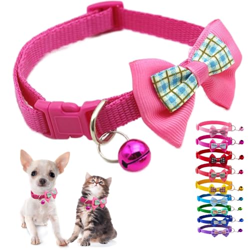 Hundehalsband für Kätzchen, mit Glöckchen und Fliege, niedlich, verstellbare Schnalle, für XXS, XS, XS, XS, Welpen, weiblich, männlich, kleine Haustiere, Jungen, Yorkie, Größe XS Hundehalsband für Kätzchen, mit Glöckchen und Fliege, niedlich, verstellbare Schnalle, für XXS, XS, XS, XS, Welpen, weiblich, männlich, kleine Haustiere, Jungen, Yorkie, Größe XS von Weimostar