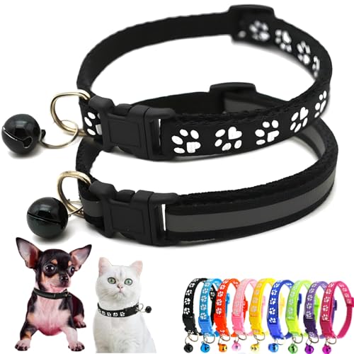 Hundehalsband mit Glöckchen, reflektierend, Nylon, weich, verstellbare Schnalle, für XXS, XS, XS, XS, XS, XS, XS, XS, XS, Haustiere, weibliche Katze, Kätzchen, Yorkie, Teetasse, Chihuahua, S, Schwarz, Hundehalsband mit Glöckchen, reflektierend, Nylon, weich, verstellbare Schnalle, für XXS, XS, XS, XS, XS, XS, XS, XS, XS, Haustiere, weibliche Katze, Kätzchen, Yorkie, Teetasse, Chihuahua, S, Schwarz, von Weimostar