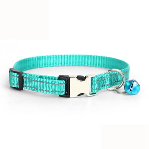 Hundehalsband mit Glöckchen, reflektierend, für Mädchen, Jungen, Nylon, Metallschnalle, Welpen, Größe XS, XS, XS, XS, XS, XS, XS, XS, XS, XS, Blaugrün von Weimostar
