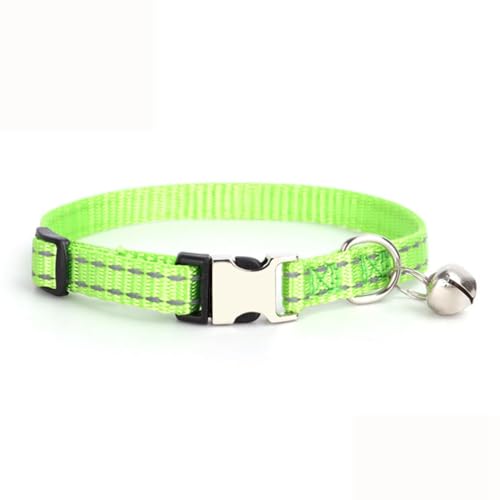Hundehalsband mit Glöckchen, reflektierend, für Mädchen, Jungen, Nylon, Metallschnalle, Welpen, Größe XS, XS, XS, XS, XXS, XS, XS, XXS, Grün, Größe XS von Weimostar