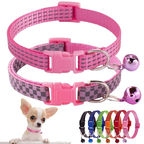 Hundehalsband mit Glöckchen, reflektierend, verstellbare Schnalle, für XS, XS, klein, für Mädchen, Haustiere, Welpen, Kätzchen, Yorkie, Teetasse, Größe XS, Rosa, Größe XS Hundehalsband mit Glöckchen, reflektierend, verstellbare Schnalle, für XS, XS, klein, für Mädchen, Haustiere, Welpen, Kätzchen, Yorkie, Teetasse, Größe XS, Rosa, Größe XS von Weimostar