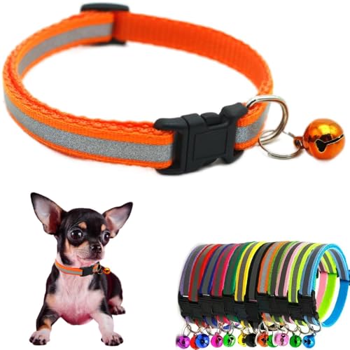 Hundehalsband mit Glöckchen, reflektierendes Halsband für kleine Katzen, mit Glöckchen, weich, verstellbare Schnalle, für XS, XS, XS, Welpen, weiblich, männlich, kleine Haustiere, Kätzchen, Jungen Hundehalsband mit Glöckchen, reflektierendes Halsband für kleine Katzen, mit Glöckchen, weich, verstellbare Schnalle, für XS, XS, XS, Welpen, weiblich, männlich, kleine Haustiere, Kätzchen, Jungen von Weimostar