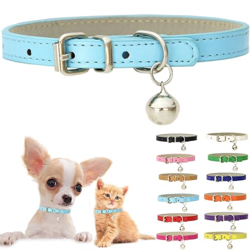 Hundehalsband mit Glöckchen, weiches PU-Leder, Katzenhalsband, verstellbare Schnalle, für XXS, XS, M, klein, für Damen, Herren, Jungen, Mädchen, Haustiere, Welpen, Kätzchen, Teetasse, Yorkie, Größe XS Hundehalsband mit Glöckchen, weiches PU-Leder, Katzenhalsband, verstellbare Schnalle, für XXS, XS, M, klein, für Damen, Herren, Jungen, Mädchen, Haustiere, Welpen, Kätzchen, Teetasse, Yorkie, Größe XS von Weimostar