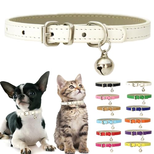 Hundehalsband mit Glöckchen, weiches PU-Leder, Katzenhalsband, verstellbare Schnalle, für XXS, XS, M, klein, für Damen, Herren, Jungen, Mädchen, Haustiere, Welpen, Kätzchen, Teetasse, Yorkie, Größe Hundehalsband mit Glöckchen, weiches PU-Leder, Katzenhalsband, verstellbare Schnalle, für XXS, XS, M, klein, für Damen, Herren, Jungen, Mädchen, Haustiere, Welpen, Kätzchen, Teetasse, Yorkie, Größe von Weimostar