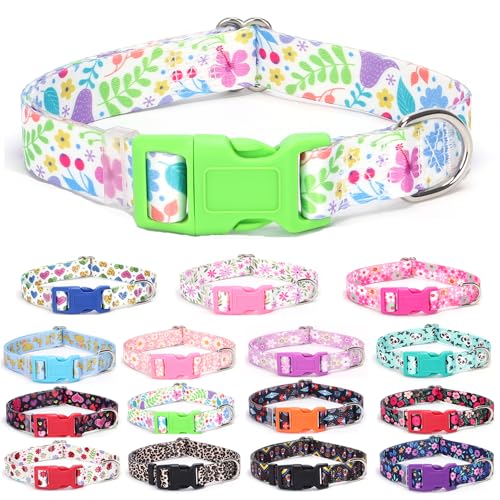 Kleines Welpenhalsband, bunt, weiches Nylon, Blume, Hund, Katze, Mädchen, Kätzchen, 3D-Druck, verstellbar, für XS, M, Jungen, weiblich, männlich, Schwarz / Gelb, Größe XS Kleines Welpenhalsband, bunt, weiches Nylon, Blume, Hund, Katze, Mädchen, Kätzchen, 3D-Druck, verstellbar, für XS, M, Jungen, weiblich, männlich, Schwarz / Gelb, Größe XS von Weimostar