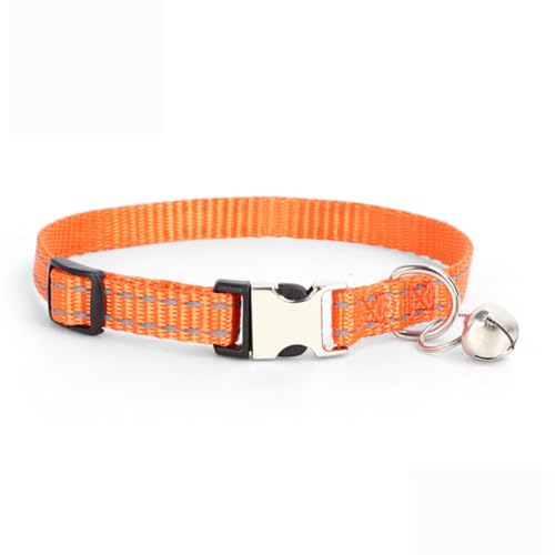 Orange XXS Hundehalsband mit Glöckchen, Katzenhalsband, reflektierend, für Mädchen, Damen, Jungen, Nylon, Metallschnalle, Puppia, XS, XS, XS von Weimostar