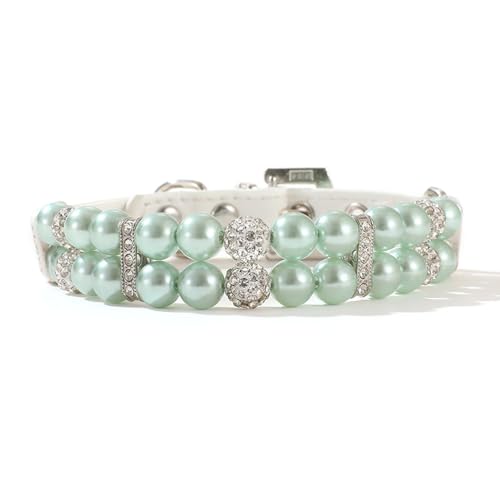 Perlen-Hundehalsband für kleine Hunde, glitzernde Strass-Katzen-Halskette, niedliches Kristall-Welpenhalsband für kleine, mittelgroße Hündinnen, Mädchen, Kätzchen, Diamant-Haustierjuwel für Hochzeit Perlen-Hundehalsband für kleine Hunde, glitzernde Strass-Katzen-Halskette, niedliches Kristall-Welpenhalsband für kleine, mittelgroße Hündinnen, Mädchen, Kätzchen, Diamant-Haustierjuwel für Hochzeit von Weimostar
