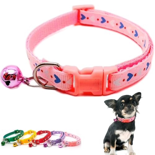 Rosa Welpenhalsband mit Glöckchen, XS Hundehalsband, Mädchen, niedlich, weich, verstellbare Schnalle, für XXS, XS, XS, XS, kleine Katzen, Welpen, Haustiere, weiblich, Jungen, Kätzchen, Chihuahua, Rosa Welpenhalsband mit Glöckchen, XS Hundehalsband, Mädchen, niedlich, weich, verstellbare Schnalle, für XXS, XS, XS, XS, kleine Katzen, Welpen, Haustiere, weiblich, Jungen, Kätzchen, Chihuahua, von Weimostar