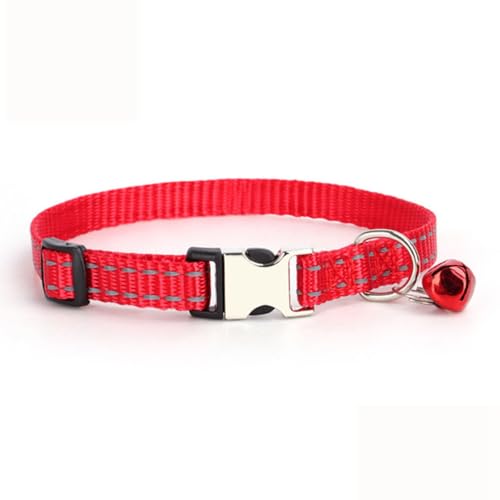 Rotes Welpenhalsband mit Glöckchen, XS, Hundehalsband, Katzenhalsband mit Glöckchen, reflektierend, für Kätzchen, Haustier, Welpen, Mädchen, Jungen, Nylon, Metallschnalle, Welpen, XS, XS von Weimostar