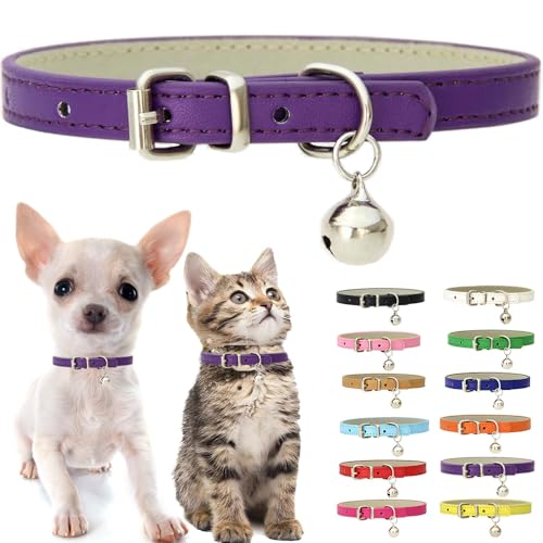 Welpenhalsband mit Glöckchen, weiches PU-Leder, Katzenhalsband, verstellbare Schnalle, für XXS, XS, XS, XS, M, winzige weibliche Männer, Jungen, Mädchen, Haustiere, Hunde, Kätzchen, Teetasse, Yorkie, Welpenhalsband mit Glöckchen, weiches PU-Leder, Katzenhalsband, verstellbare Schnalle, für XXS, XS, XS, XS, M, winzige weibliche Männer, Jungen, Mädchen, Haustiere, Hunde, Kätzchen, Teetasse, Yorkie, von Weimostar