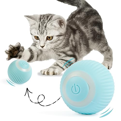 Weinsamkeit Interaktives Katzenspielzeug Ball, 360° Selbstdrehender Elektrisch Ball, Katzenball mit LED-Licht, USB Wiederaufladbarer Lustiges Bälle Spielzeug für Katzen von Weinsamkeit