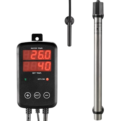 Titan Aquarium Heizung 1300W, Tauchbare Aquarium Heizstab mit Digitaler Temperaturregler, 0℃~40℃ Einstellbar, Geeignet für 700l ~ 900l Salzwasser Süßwasser Aquarien Schnelle Heizung, MX-9015(1300W) von Weipro