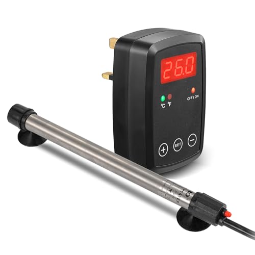 Titan Aquarium Heizung 300W, Tauchbare Aquarium Heizstab mit Wand Steckbarer Digitaler Anzeige Temperaturregler, 0℃~40℃ Einstellbar, Geeignet für 150l ~ 220l Salzwasser Süßwasser, MX-9025(300W) von Weipro