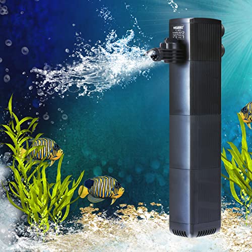Weipro Aquarium Innenfilter mit 3-Lagiger Filtration, Starke Saugleistung, Einstellbarer 10W Aquarium Pumpe Filter, Geeignet für Aquarien von 60~120 Liters, TC-900C (600L/H) von Weipro