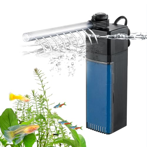 Weipro Aquarium Filter Innenfilter mit 3-Lagiger Filtration, Einstellbarer Wasserfluss 4W Aquarium Filterpumpe für 30l ~ 80l Süßwasser Salzwasser Aquarien, TE-200(250L/H) von Weipro