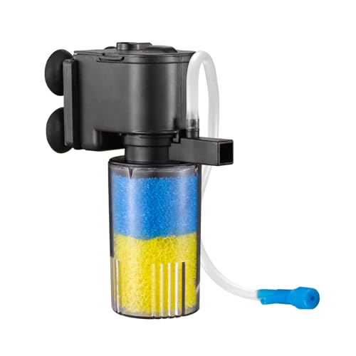 Weipro Klein Aquarium Filter Innenfilter mit 2-Lagig Biochemischer Schwamm Filtration, 5W Voreingestellter Wasserfluss Aquarium Filterpumpe Geeignet für 30l ~ 80l Süßwasser Salzwasser, TH-280(330L/H) von Weipro