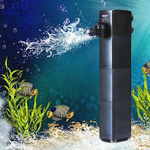 Weipro Aquariumfilter mit 3-stufiger Filtration, starke Saugkraft, 10 W verstellbarer Aquariumfilter für 40 ~ 120 Liter Aquarium, TC-900C (600L/H) von Weipro