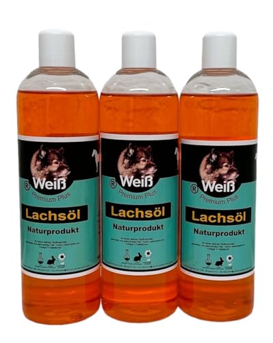Weiß-Premium Lachs-Öl reines Fischöl für Hunde 3X 250ml von Weiß-Premium