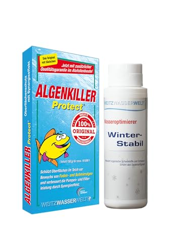 Herbst-Winter SPARSET - Starkes Duo gegen explosionsartige Vermehrung von Algen im Frühjahr. Winter-Stabil baut Schlamm ab & reduziert Schadstoffe. ALGENKILLER Protect® gegen Algen und Algenbewuchs. von Weitz-Wasserwelt