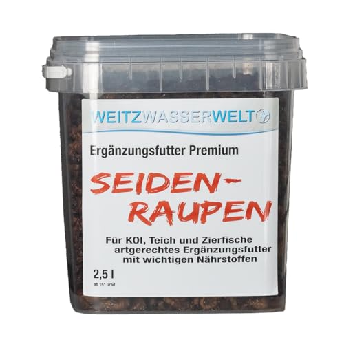 Premium Seidenraupen - Koifutter ideal für Teichfische, Ziervögel, Wildvögel und Reptilien - Fischfutter Teich mit wichtigen Nährstoffen - Goldfischfutter als artgerechtes Ergänzungsfutter - 2,5 l von Weitz-Wasserwelt
