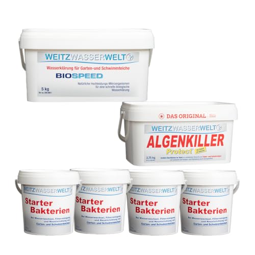 SCHNELLKLAR+ SPARSET - Effektive Schnellreinigung der Teiche. Stark gegen Algen, Schlamm, Wassertrübungen - BIOSPEED & ALGENKILLER Protect im Duo Pack Mit Starter-Bakterien für den extra Boost SCHNELLKLAR+ SPARSET - Effektive Schnellreinigung der Teiche. Stark gegen Algen, Schlamm, Wassertrübungen - BIOSPEED & ALGENKILLER Protect im Duo Pack Mit Starter-Bakterien für den extra Boost von Weitz-Wasserwelt