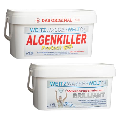 SCHWIMMTEICHKLAR SPARSET - BRILLIANT reduziert giftige Faulgase, fördert Bakterientätigkeit & unterstützt biologische Selbstreinigung des Wassers - ALGENKILLER Protect stark gegen Algen & Algenwuchs L SCHWIMMTEICHKLAR SPARSET - BRILLIANT reduziert giftige Faulgase, fördert Bakterientätigkeit & unterstützt biologische Selbstreinigung des Wassers - ALGENKILLER Protect stark gegen Algen & Algenwuchs L von Weitz-Wasserwelt
