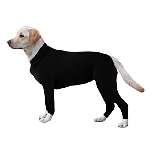 Weiweiba Chirurgischer Genesungsanzug für Hunde, leicht, 1,2 m, Hunde-Jumpsuits, Einteiler, T-Shirt, stilvoller Schlafanzug, Welpenkostüm für große, mittelgroße und kleine Hunde (Größe L, Schwarz) von Weiweiba