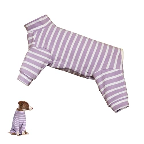 Hundebody Nach Op Kastration Wundschutzanzüge für Hunde Genesungsanzug Atmungsaktiver Anti-Lecken Wundschutz Weicher Einteiler mit Reißverschluss, für Kleine Mittelgroße Hunde (Lila XL) von Wekuw