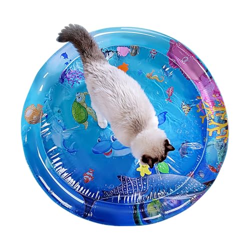 Weldphur Wassersensorik Spielmatte Für Katzen Wasserspielmatte Katze Verdickte Aufblasbare Wassersensor Spielmatte Sommer Interaktives Wassermatte Für Katzen Hunde Kinder Interaktives Katzenspielzeug von Weldphur