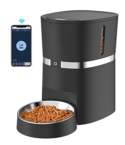 WellToBe Futterautomat Katzen app, WiFi Automatischer Futterspender Katze mit Trockenmittelbeutel, Trockenfutterspender für Haustiere mit Ton-Aufnahmefunktion & bis zu 6 Mahlzeiten am Tag-Schwarz WellToBe Futterautomat Katzen app, WiFi Automatischer Futterspender Katze mit Trockenmittelbeutel, Trockenfutterspender für Haustiere mit Ton-Aufnahmefunktion & bis zu 6 Mahlzeiten am Tag-Schwarz von WellToBe
