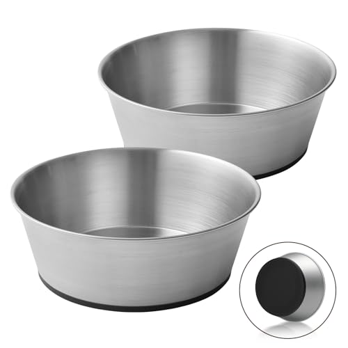 Edelstahl-Hundenäpfe für große Hunde, 8 Tassen, rutschfeste Metallnäpfe, 2 Stück, Futter und Wasser, strapazierfähig, spülmaschinenfest Edelstahl-Hundenäpfe für große Hunde, 8 Tassen, rutschfeste Metallnäpfe, 2 Stück, Futter und Wasser, strapazierfähig, spülmaschinenfest von Wellbro