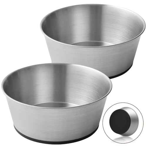 Wellbro Edelstahl-Hundenäpfe für große Hunde, rutschfeste Metallnäpfe, 2 Stück, Futter und Wasser, strapazierfähig, spülmaschinenfest von Wellbro