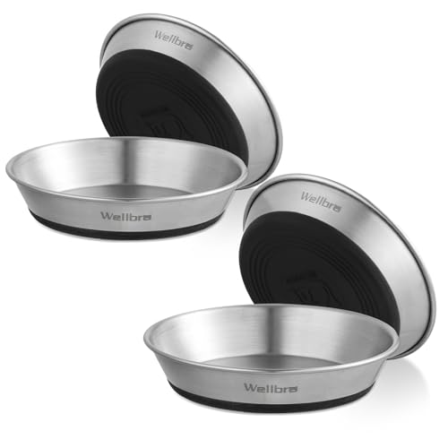 Wellbro Katzennäpfe, 4 Stück Edelstahl Katzennäpfe für Futter und Wasser, Schnurrhaare Müdigkeit Flach Rutschfest Katzennäpfe Teller für kleine Hunde Welpen Katzen Wellbro Katzennäpfe, 4 Stück Edelstahl Katzennäpfe für Futter und Wasser, Schnurrhaare Müdigkeit Flach Rutschfest Katzennäpfe Teller für kleine Hunde Welpen Katzen von Wellbro