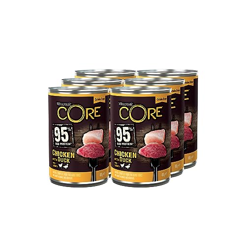 Wellness CORE 95 % Huhn & Ente, Hundefutter nass, Pastete, 6 x 400 g, ohne Zuckerzusatz, getreidefrei, mit hohem Fleischanteil und ausgewählten Zutaten von Wellness CORE
